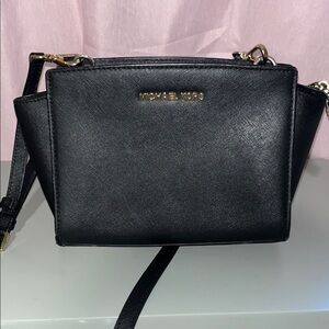 Michael Kors Black Crossbody Bag with Gold Accents